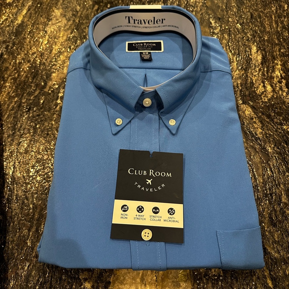 Club Room Blue Dress Shirt Classic Business Style